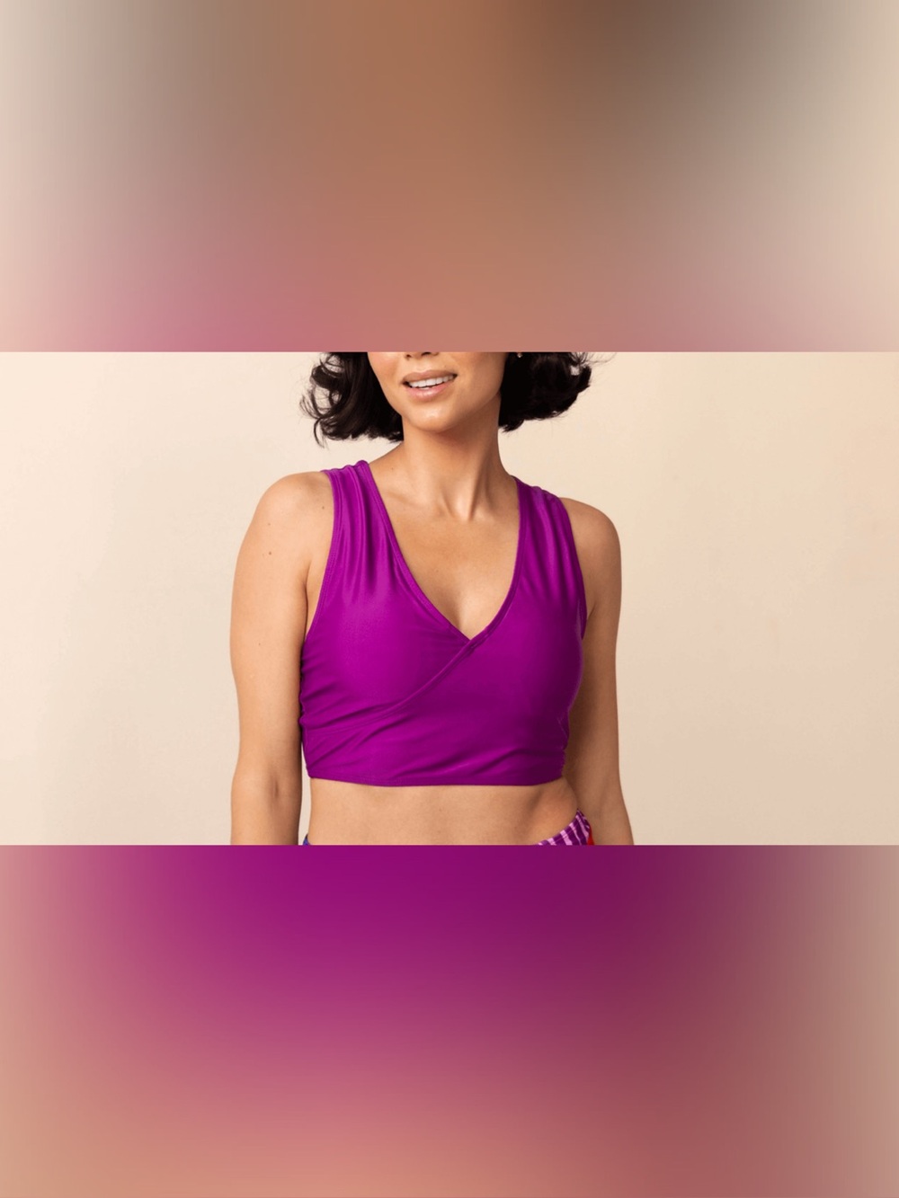 Nani Plum Switch V Crop Swim Top Size Large